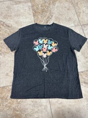 Disney Mickey Mouse Balloons Graphic T-Shirt Women’s Plus Size 2XL Gray Stretch